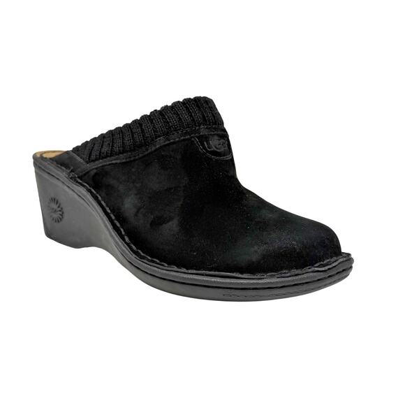 UGG Australia Gael Wedge Mule Clog Shoes size 8 Black Suede - Picture 3 of 16